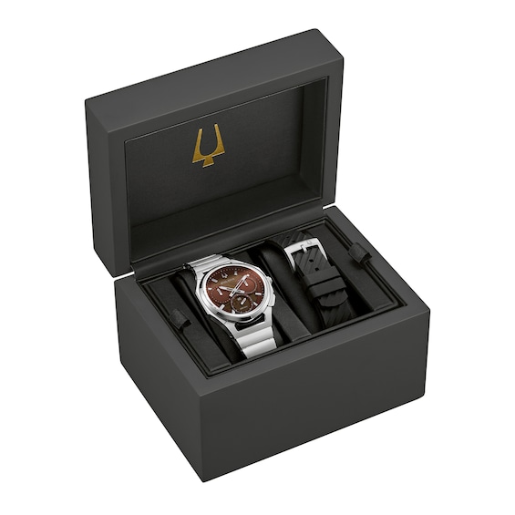 Men's Bulova Curv 10th Anniversary Edition Chronograph Stainless Steel Watch with Brown Dial (Model: 96K117)