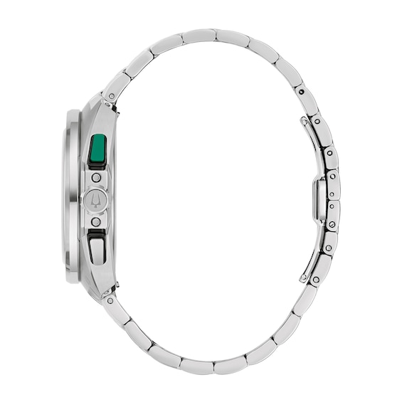 Men's Bulova Racer Chronograph Stainless Steel Watch with Green Dial (Model: 98B468)