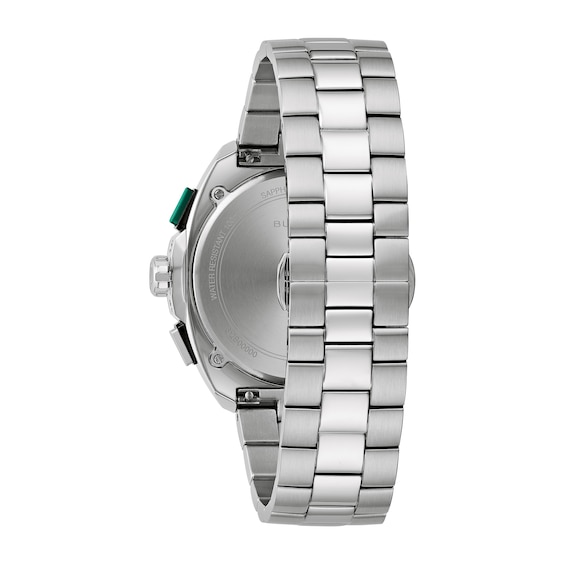 Men's Bulova Racer Chronograph Stainless Steel Watch with Green Dial (Model: 98B468)