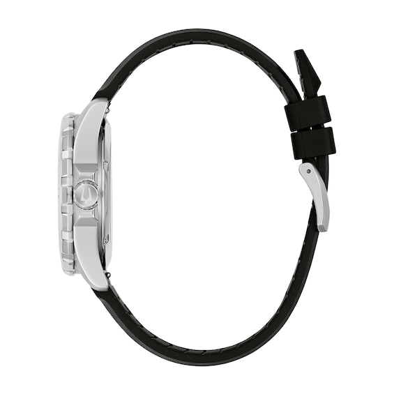 Men's Bulova Marine Star Stainless Steel Watch with Black Dial and Black Rubber Strap (Model: 98B465)