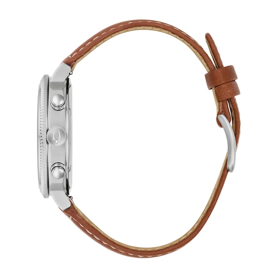 Men's Bulova Military VWI Special Edition Chronograph Watch with Green Dial and Brown Leather Strap (Model: 96B482)