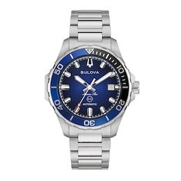 Men's Bulova Marine Star Series B Stainless Steel Watch with Blue Dial (Model: 98B466)
