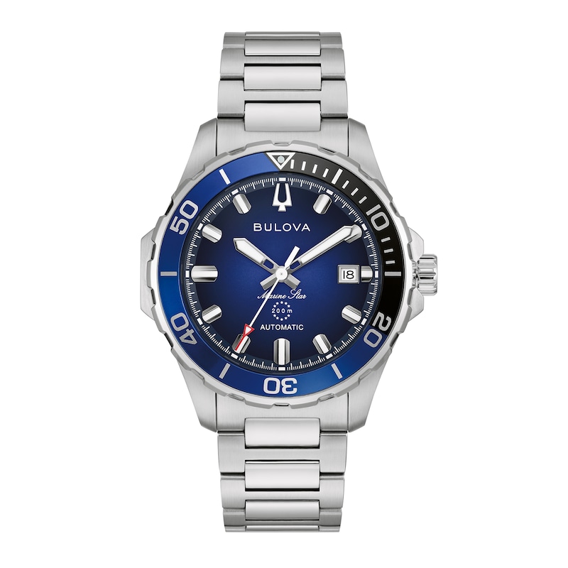 Main Image 1 of Men's Bulova Marine Star Series B Stainless Steel Watch with Blue Dial (Model: 98B466)