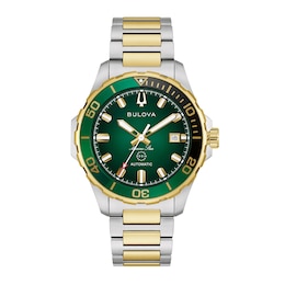 Men's Bulova Marine Star Series B Two-Tone IP Stainless Steel Watch with Green Dial (Model: 98B467)