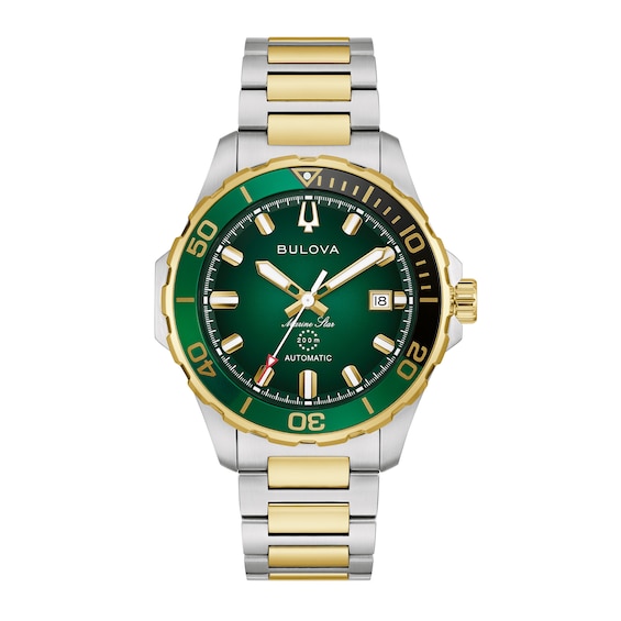 Men's Bulova Marine Star Series B Two-Tone IP Stainless Steel Watch with Green Dial (Model: 98B467)
