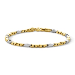 Black Spinel Link Bracelet in Sterling Silver and 10K Gold Plate - 8.0"
