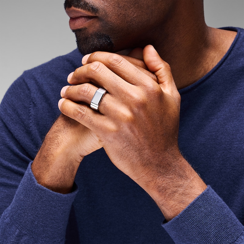 Main Image 2 of Brushed Signet Ring in Sterling Silver