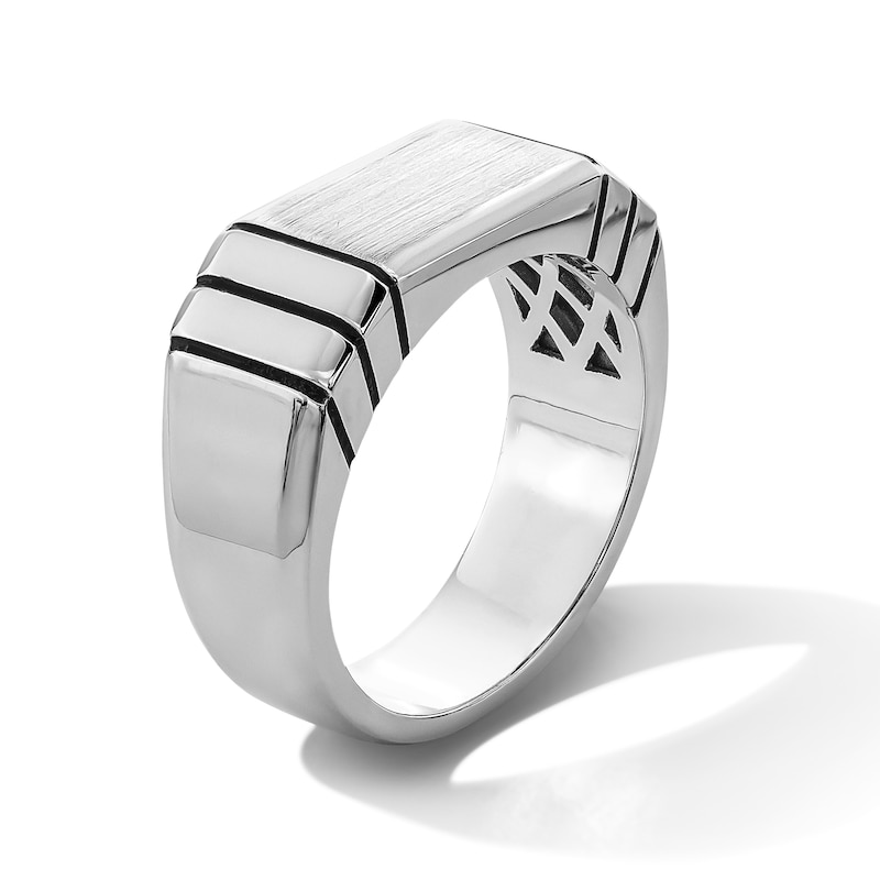 Main Image 3 of Brushed Signet Ring in Sterling Silver