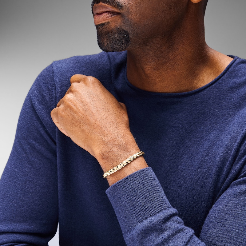 Main Image 2 of 6.0mm Dome Link Chain Bracelet in Sterling Silver with 10K Gold Plate - 8.0"