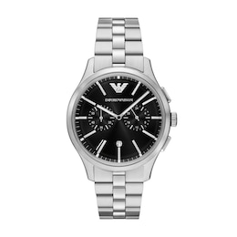 Men's Emporio Armani Chronograph Stainless Steel Watch with Black Dial (Model: AR11691)