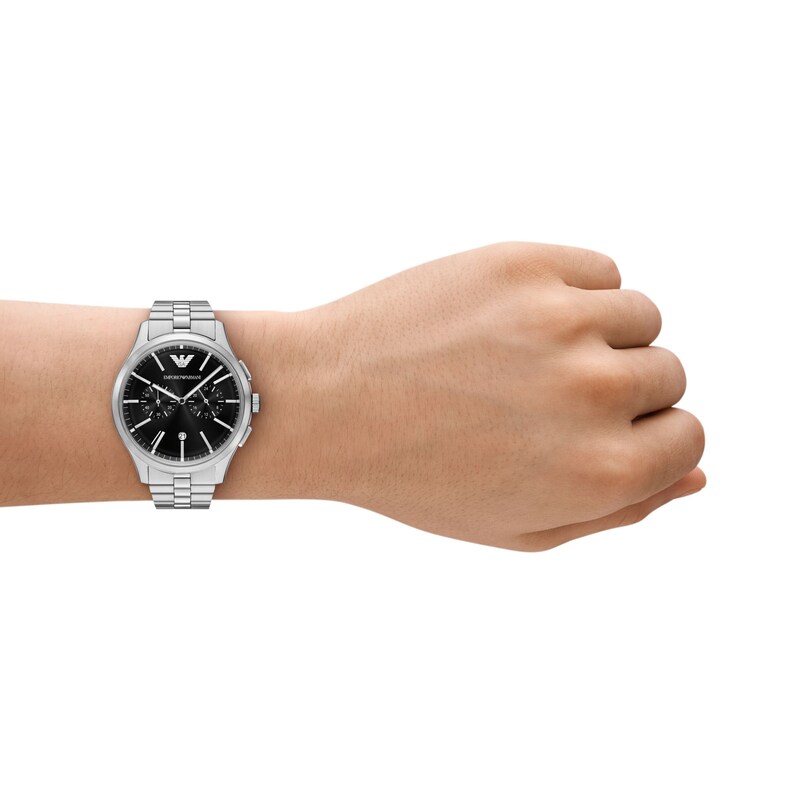 Main Image 2 of Men's Emporio Armani Chronograph Stainless Steel Watch with Black Dial (Model: AR11691)