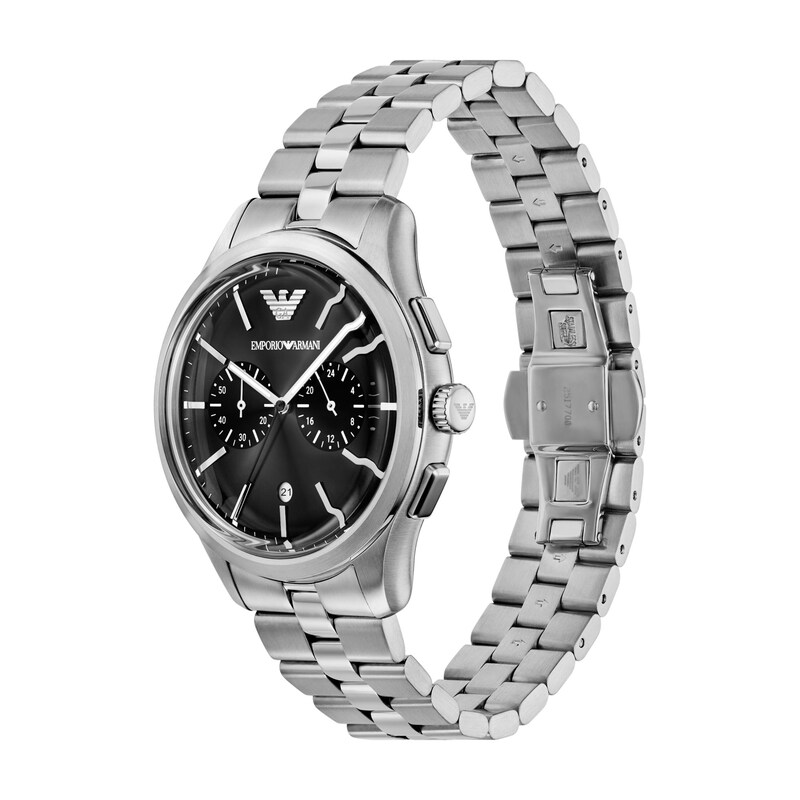 Main Image 4 of Men's Emporio Armani Chronograph Stainless Steel Watch with Black Dial (Model: AR11691)
