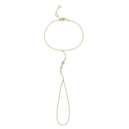 1/6 CT.T.W. Lab-Grown Diamond Flower Hand Chain Bracelet in Sterling Silver with 18K Gold Plate (F/VS2) - 7.0″