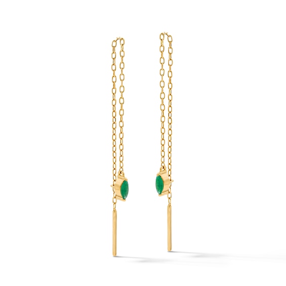 4.0mm Marquise-Cut Emerald Threader Earrings in 10K Gold