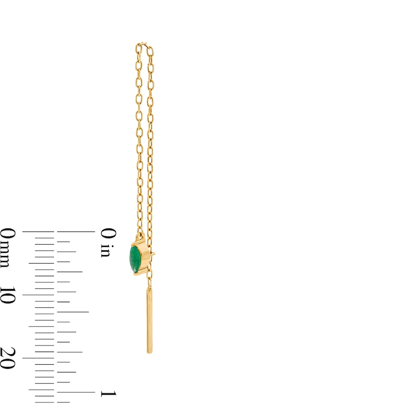 Main Image 3 of 4.0mm Marquise-Cut Emerald Threader Earrings in 10K Gold