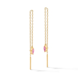 4.0mm Marquise-Cut Pink Tourmaline Threader Earrings in 10K Gold