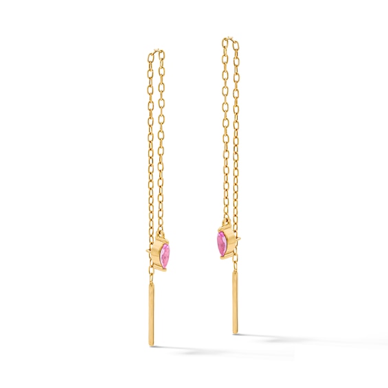 4.0mm Marquise-Cut Pink Tourmaline Threader Earrings in 10K Gold