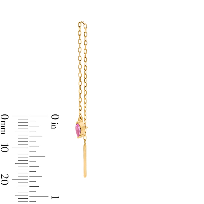 Main Image 3 of 4.0mm Marquise-Cut Pink Tourmaline Threader Earrings in 10K Gold