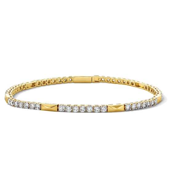 2-1/2 CT. T.w. Lab-Grown Diamond Pyramid Station Bracelet in Sterling Silver with 18K Gold Plate (F/Vs2) - 6.75"
