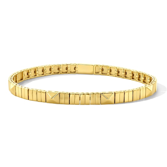 Pyramid Link Station Bracelet in Sterling Silver with 18K Gold Plate - 7.5