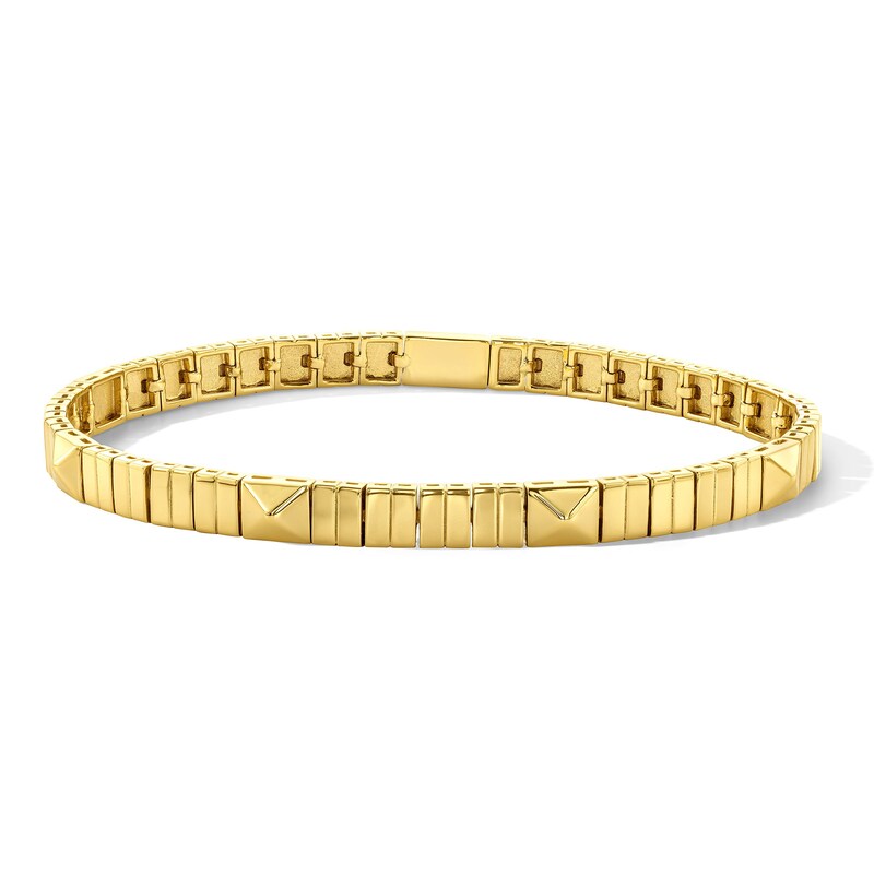 Main Image 1 of Pyramid Link Station Bracelet in Sterling Silver with 18K Gold Plate - 7.5