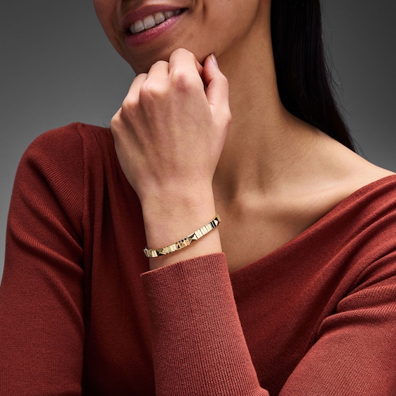 Pyramid Link Station Bracelet in Sterling Silver with 18K Gold Plate - 7.5