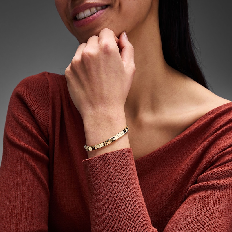 Main Image 2 of Pyramid Link Station Bracelet in Sterling Silver with 18K Gold Plate - 7.5