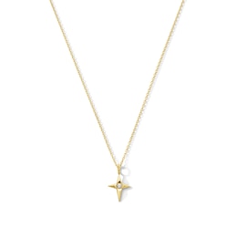 Lab-Grown Diamond Accent Star Necklace in 10K Gold (F/VS2) - 18"