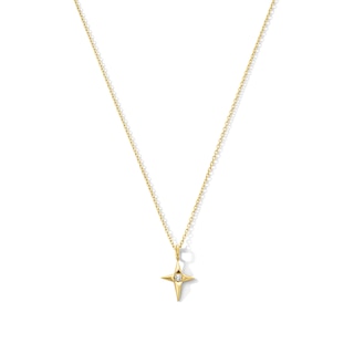 Lab-Grown Diamond Accent Star Necklace in 10K Gold (F/VS2) - 18"