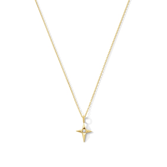 Lab-Grown Diamond Accent Star Necklace in 10K Gold (F/Vs2) - 18"