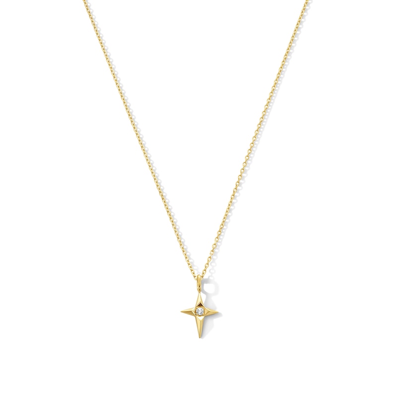 Main Image 1 of Lab-Grown Diamond Accent Star Necklace in 10K Gold (F/VS2) - 18"