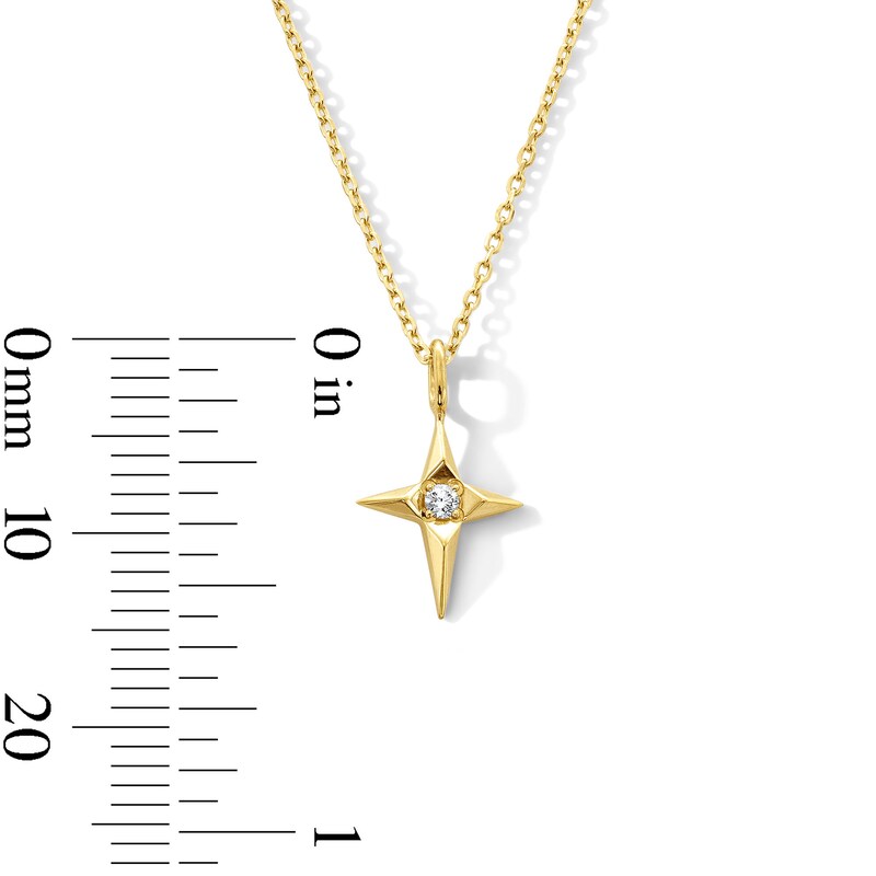 Main Image 3 of Lab-Grown Diamond Accent Star Necklace in 10K Gold (F/VS2) - 18"