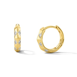 1/15 CT. T.W. Lab-Grown Diamond Angled Hoop Earrings in Sterling Silver with 18K Gold Plate (F/VS2)