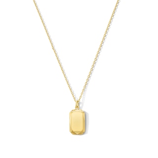 Geometric Dog Tag Necklace in Sterling Silver with 18K Gold Plate - 20"