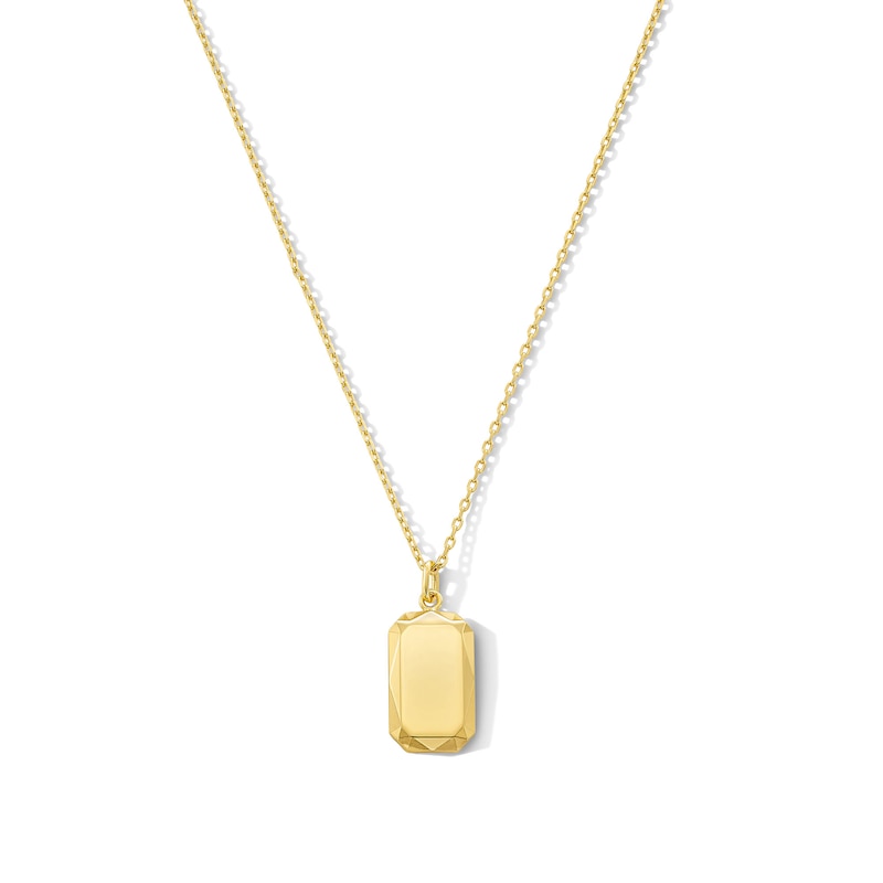 Main Image 1 of Geometric Dog Tag Necklace in Sterling Silver with 18K Gold Plate - 20"
