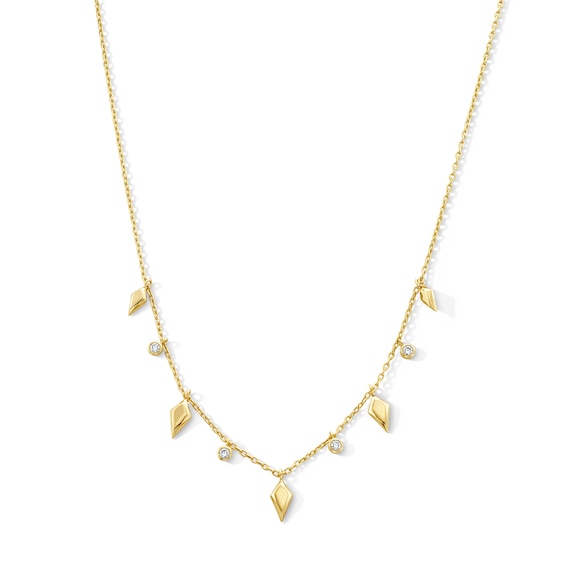 1/8 CT. T.w. Lab-Grown Diamond and Kite Dangle Necklace in Sterling Silver with 18K Gold Plate (F/Vs2) - 16"