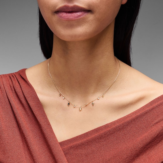 1/8 CT. T.w. Lab-Grown Diamond and Kite Dangle Necklace in Sterling Silver with 18K Gold Plate (F/Vs2) - 16"