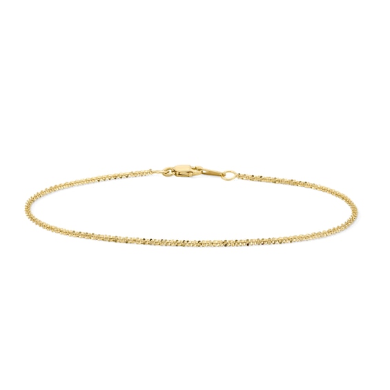1.4mm Criss-Cross Chain Bracelet in Solid 10K Gold - 7.0"