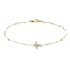 Thumbnail Image 1 of 1/10 CT. T.W. Diamond Flower Bracelet in 10K Gold - 7"