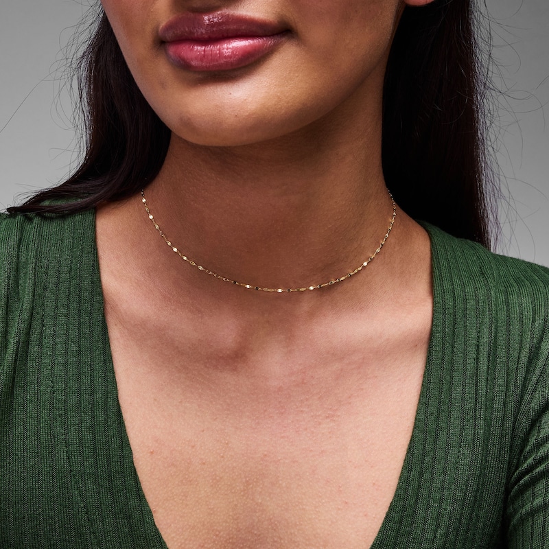 Main Image 2 of 1.3mm Mirror Chain Necklace in Solid 10K Gold - 18"
