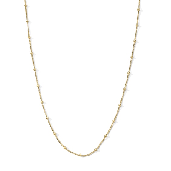 0.9mm Saturn Curb Chain in Solid 10K Gold - 18"