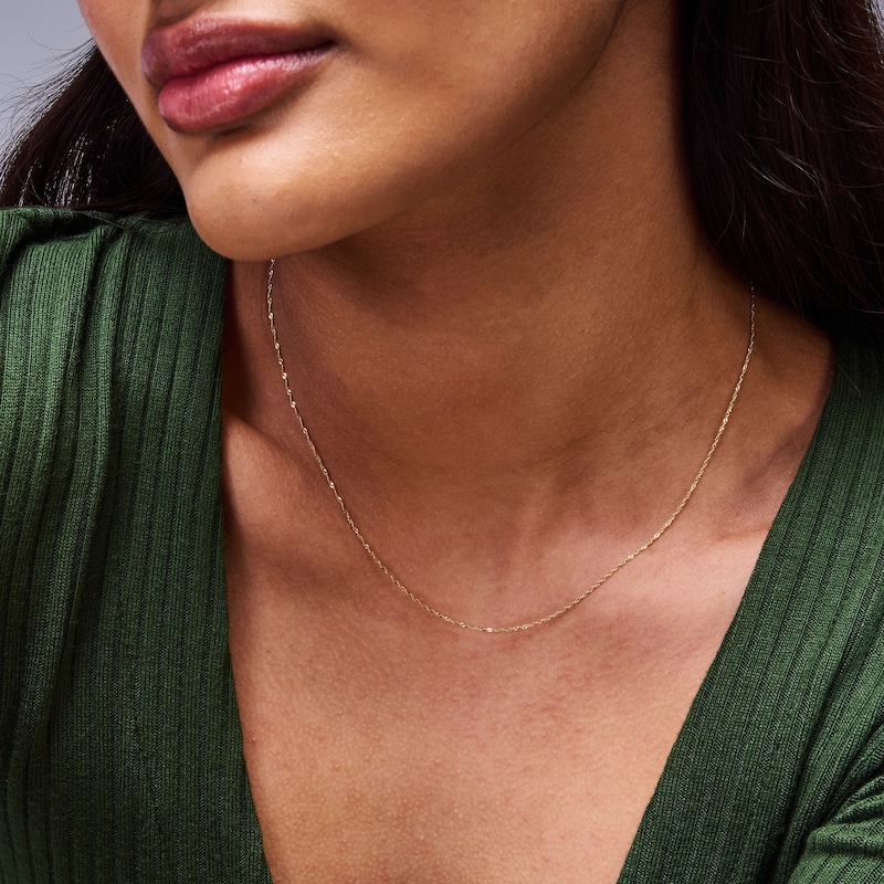 Main Image 2 of 1.0mm Singapore Chain Necklace Solid 10K Gold  - 18"