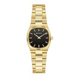 Bulova Super Seville Mini Gold-Tone IP Stainless Steel Watch with Black Dial (Model: 97L196)