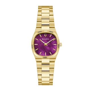 Bulova Super Seville Mini Gold-Tone IP Stainless Steel Watch with Purple Dial (Model: 97L197)