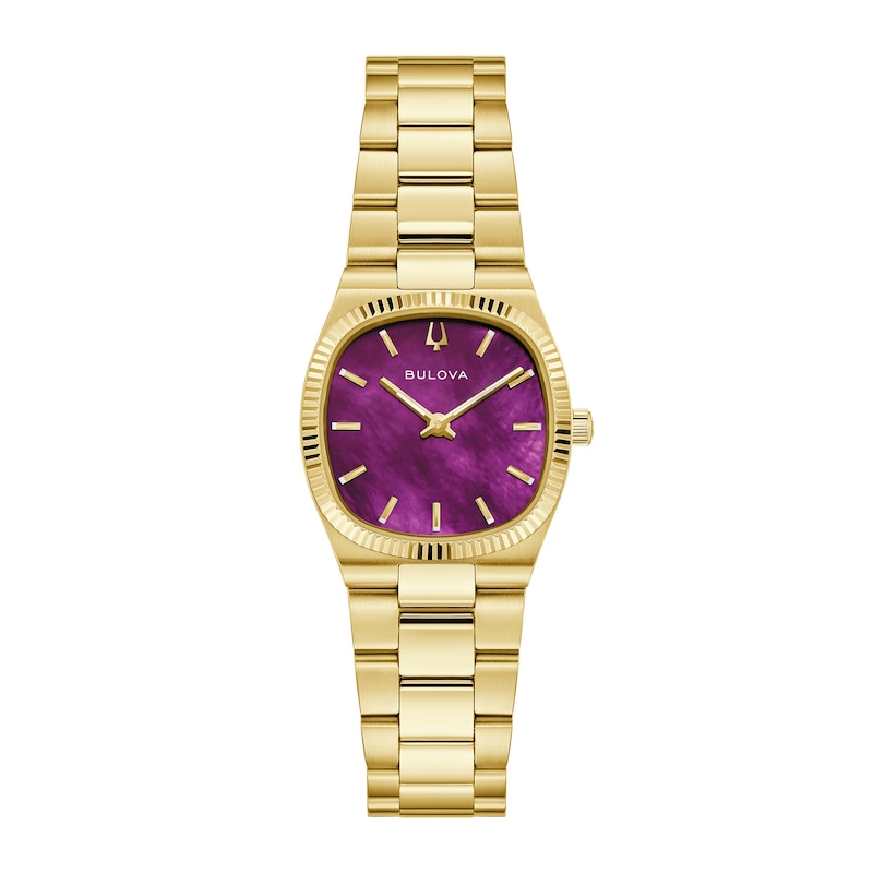 Main Image 1 of Bulova Super Seville Mini Gold-Tone IP Stainless Steel Watch with Purple Dial (Model: 97L197)