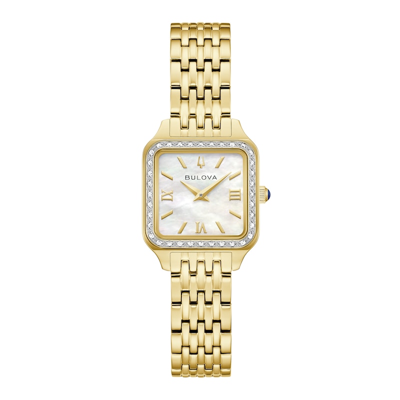 Main Image 1 of Ladies' Bulova Sutton 1/6 CT.T.W. Diamond Gold-Tone IP Stainless Steel Watch with Mother-of-Pearl Dial (Model: 98R330)