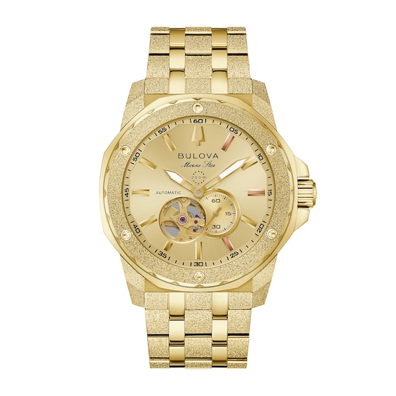 Bulova March Anthony Marine Star Gold-Tone IP Stainless Steel Watch with Champagne Dial (Model: 97A200)