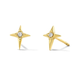 Lab-Grown Diamond Accent Star Stud Earrings in 10K Gold (F/VS2)