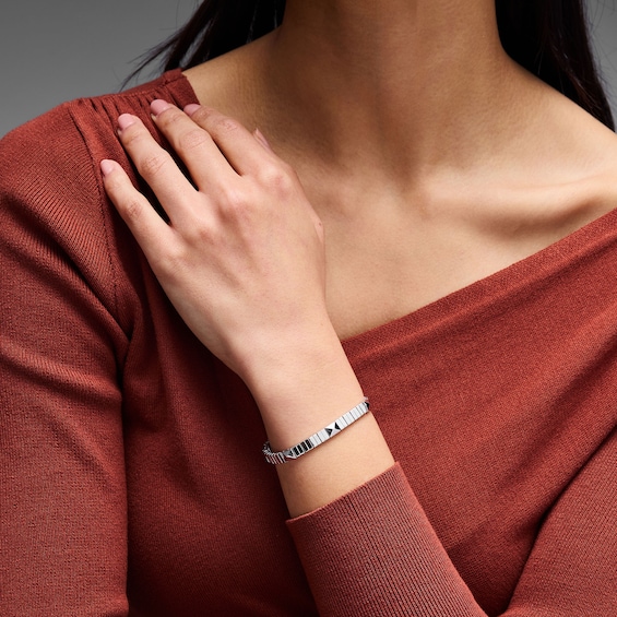 Pyramid Link Station Bracelet in Sterling Silver - 7.5"