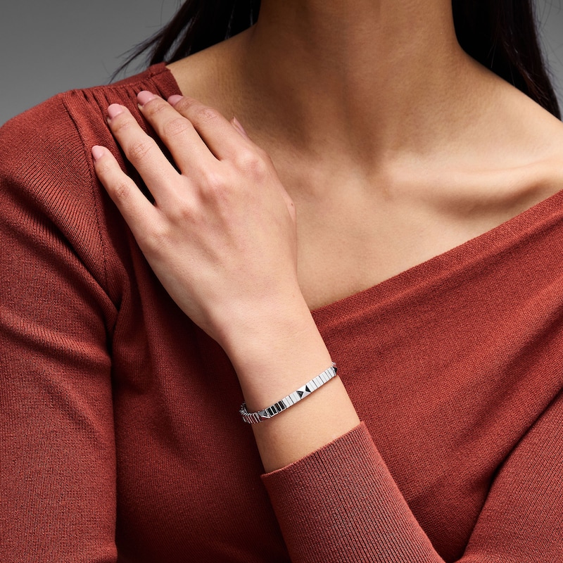 Main Image 2 of Pyramid Link Station Bracelet in Sterling Silver - 7.5"